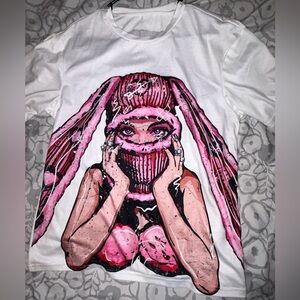 Manfinity White Tee with Pink Graphic Streetwear